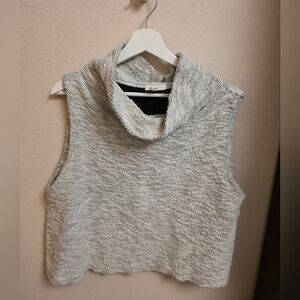 Eileen Fisher Cotton Mock Neck Boxy Sweater Tank